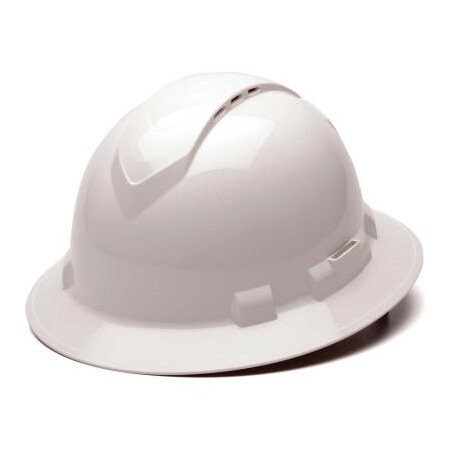 Pyramex Ridgeline Vented Full Brim Hard Hat, White Pattern, 4-Point Ratchet Suspension - Pkg Qty 12 HP54110V